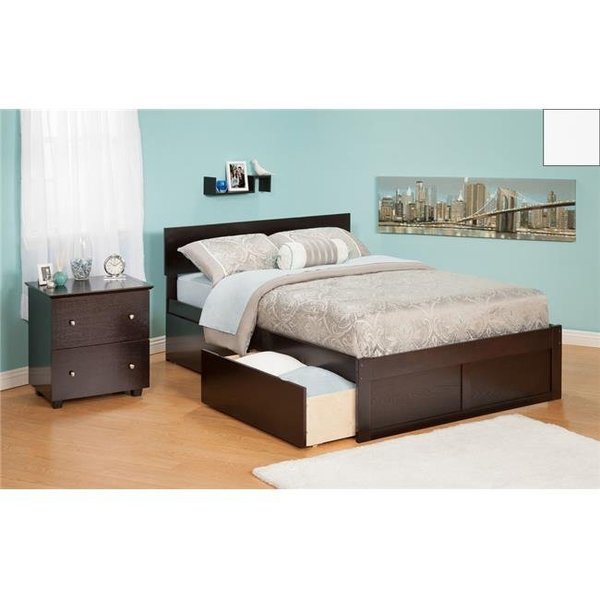 Livingquarters Orlando Full Bed with Flat Panel Foot Board and Urban Bed Drawers in a White Finish LI730090